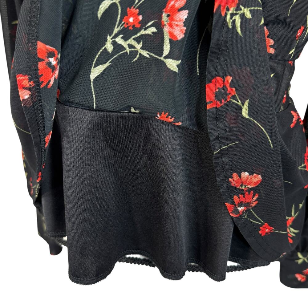 Ember X-Large Top Floral Lined Long Balloon Sleeve Surplice V-Neck Stretch Multi - Picture 4 of 12